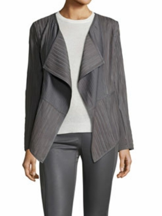 My Tribe Jackets & Blazers - My Tribe Light Gray Draped Leather Jacket